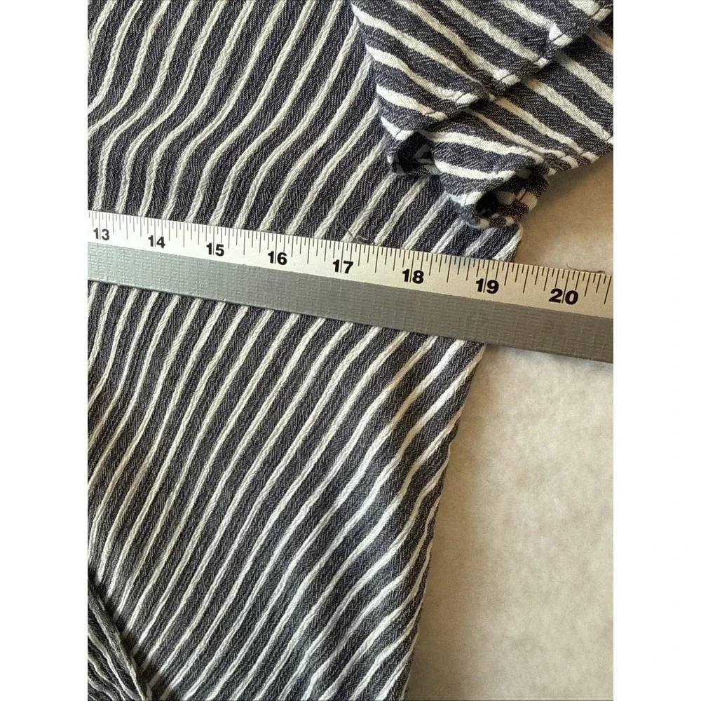 Michael Kors Blue White Striped Ruffle Flutter Sleeve Wrap Bubble Top S Nautical
